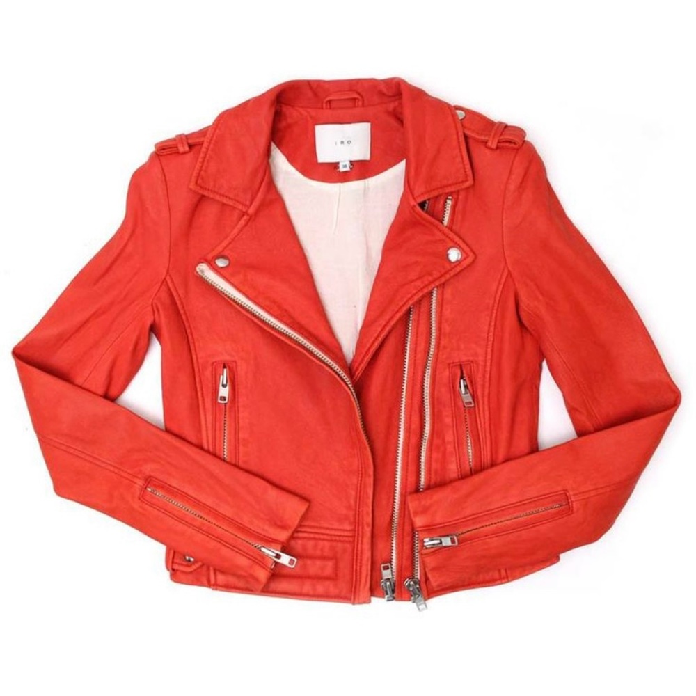 Iro Leather Biker Cropped Jacket Size 38 - Size Small